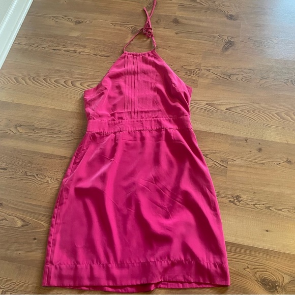 Banana Republic halter dress 14 pink midi open back cocktail date night party - Picture 11 of 11